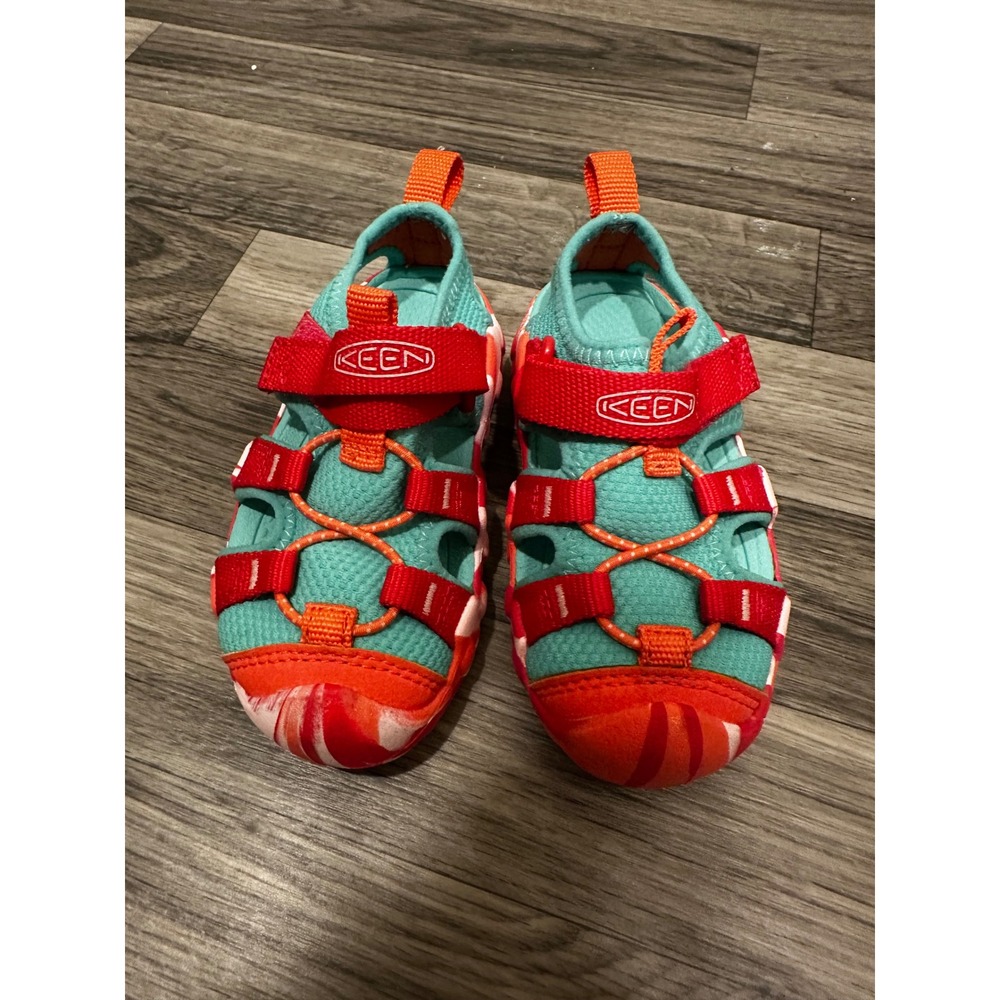 Keen Stingray Kids Turquoise Red Water Sandals Size 7 Toddler